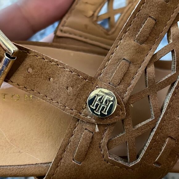 Tan Tommy Hilfiger "Jenesis" Cork Wedge Sandals - 6 - Picture 9 of 9